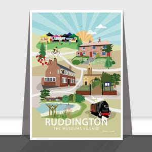 Ruddington, Nottingham, Regno Unito, stampa artistica di viaggio A3 e A4