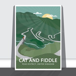 Impresión ciclista de Cat and Fiddle, Peak District (tamaño A4 y A3)
