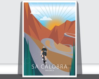 Cycling Art Print A3 & A4, Sa Calobra, Majorca