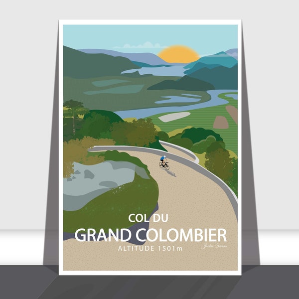 Col Du Grand Colombier, A3 & A4 Größe Radsport Print