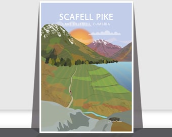 Scafell Pike, Lake District, Cumbria, UK Travel Art Print A3 & A4