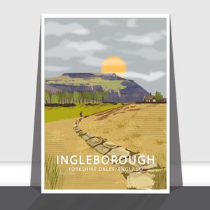 Ingleborough, Yorkshire, UK Travel Art Print A3 & A4