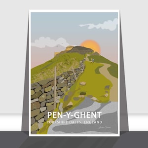 Pen-Y-Ghent, Yorkshire Dales, UK Travel Art Print A3 & A4