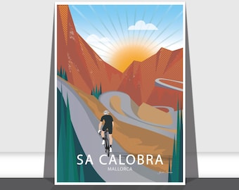 Cycling Art Print A3 & A4, Sa Calobra, Mallorca