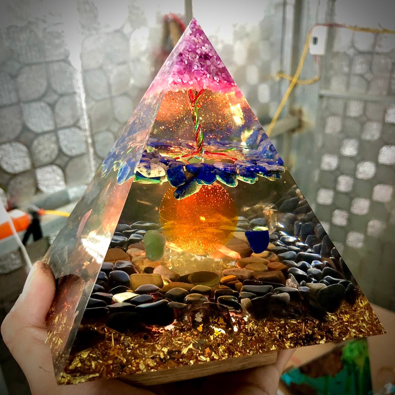 Energy Generator Orgone Pyramid Lamp Color Changing Resin - Etsy