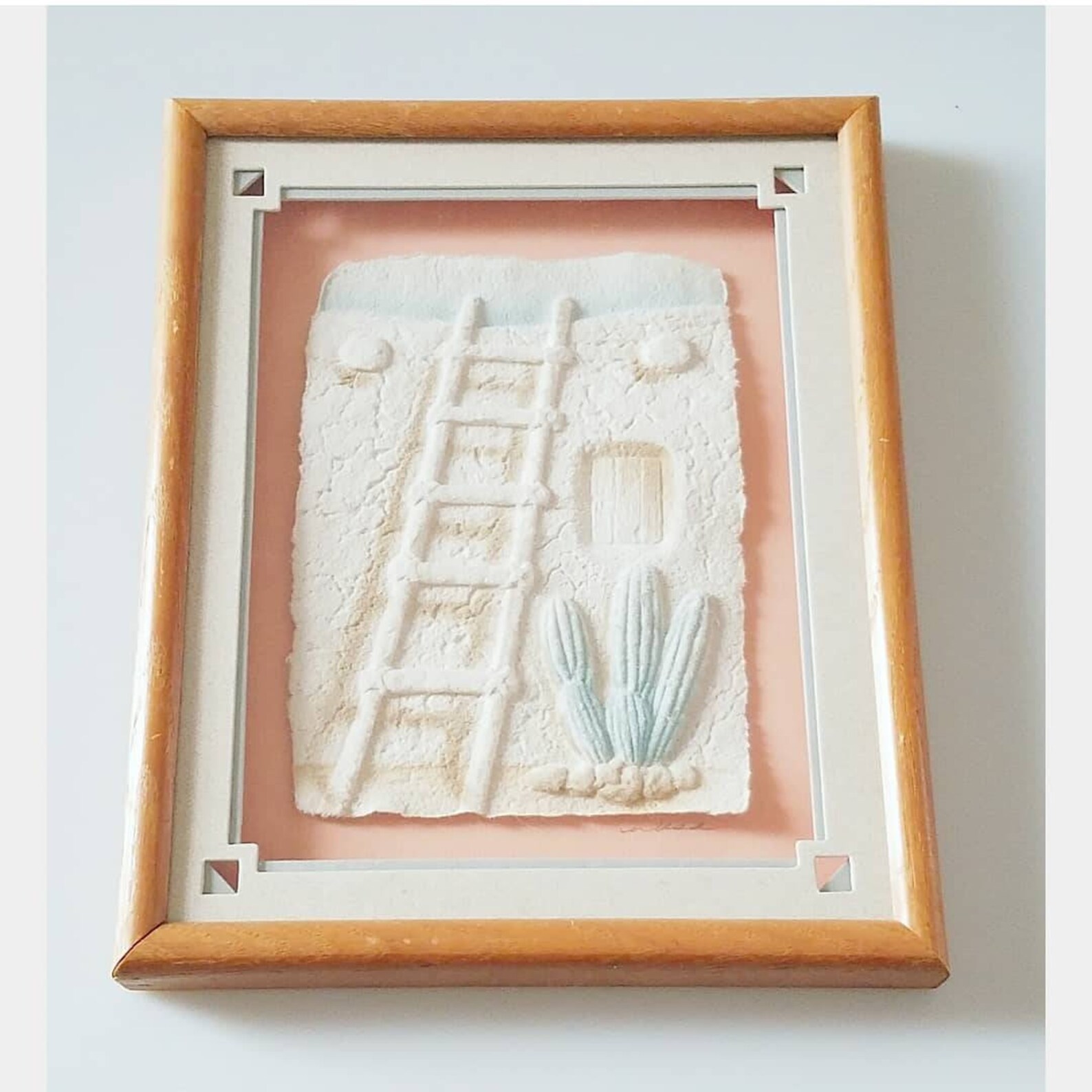 Vintage 1990's Hand Cast Paper Framed Southwestern Art de Etsy