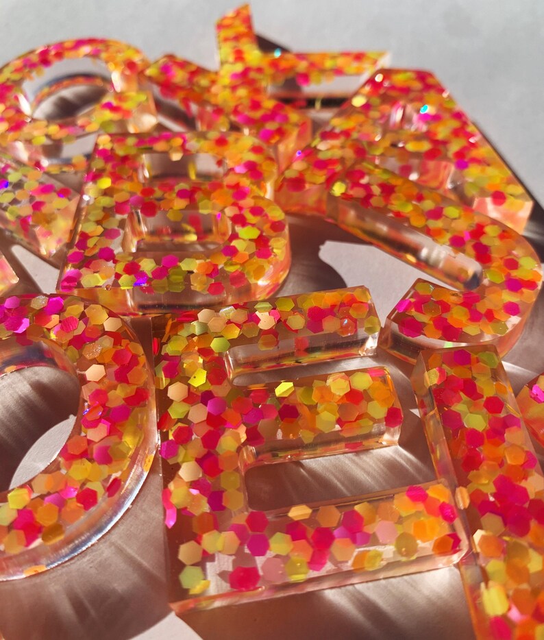 Glitter Resin Letter Set Letter Set for Kids Montessori Etsy