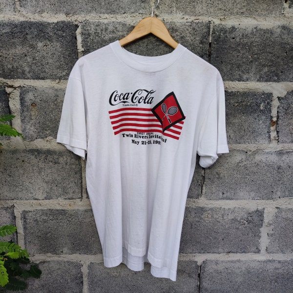 Vintage Coca Cola Twin Rivers Invitational Badminton Cup T Shirt
