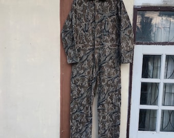 Vintage 80s Mossy Oak Full Foliage Camo Hunting Cotton Coveralls