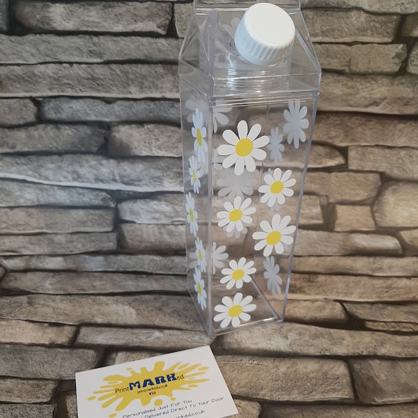 Flower Milk Carton Water Bottle | Flower Cup | Floral Cup | Custom Mill Carton Bottle | Spring Cup | Summer Cup | Daisy | Spring Flowers