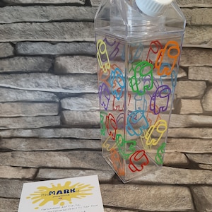Personalised Milk Carton Water Bottle, Water Bottle, Gift, Stickers, Custom Vinyl decal.