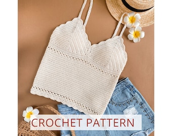 Crochet top pattern on English, crochet tank  top PDF pattern