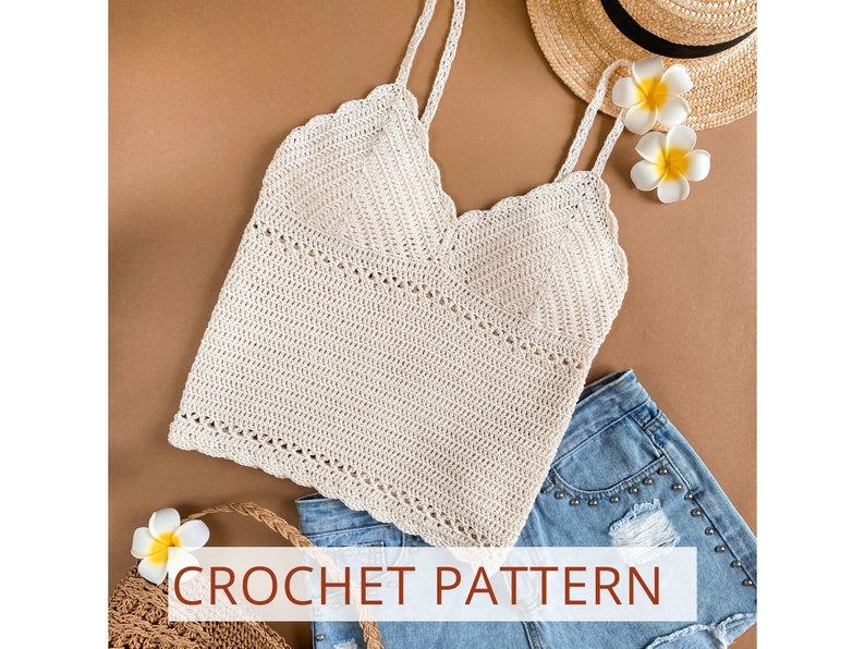 Crochet top pattern on English, crochet tank top PDF pattern image 1