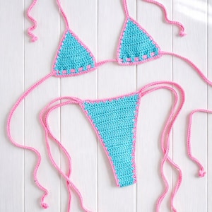 Two colors crochetr thong bikini set