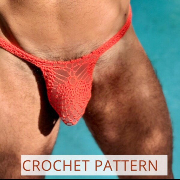 Mens crochet thong pattern, Crochet sheer male thong PATTERN, crochet mens lingerie pattern