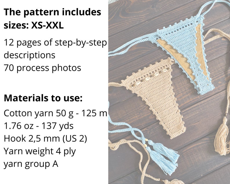 Crochet Thong Bikini Bottom Pattern PDF File on English for Etsy
