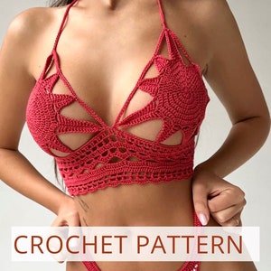 Crochet crop top pattern, Crochet bralette pattern, PDF file on English