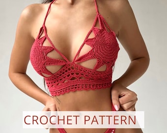 Crochet crop top pattern, Crochet bralette pattern, PDF file on English