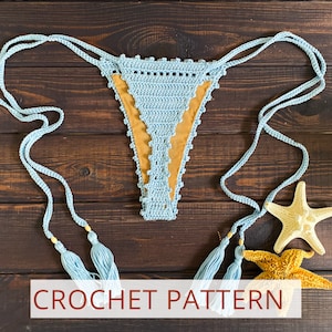 Crochet thong bikini bottom pattern PDF file on English for beginners size XS-XXL