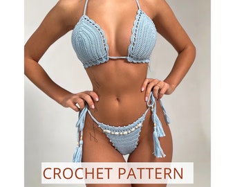 Crochet bikini pattern PDF files on English for size XS-XXL Crochet patterns thong swimsuit