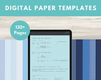 Blue Digital Paper Templates: GoodNotes, iPad Notebook (PDF Download)