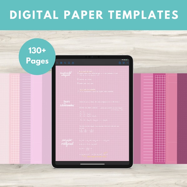 Pink Digital Paper Template for GoodNotes Pink iPad Digital Note School Note Template Digital Notebook White Line Digital Note Goodnote Rose