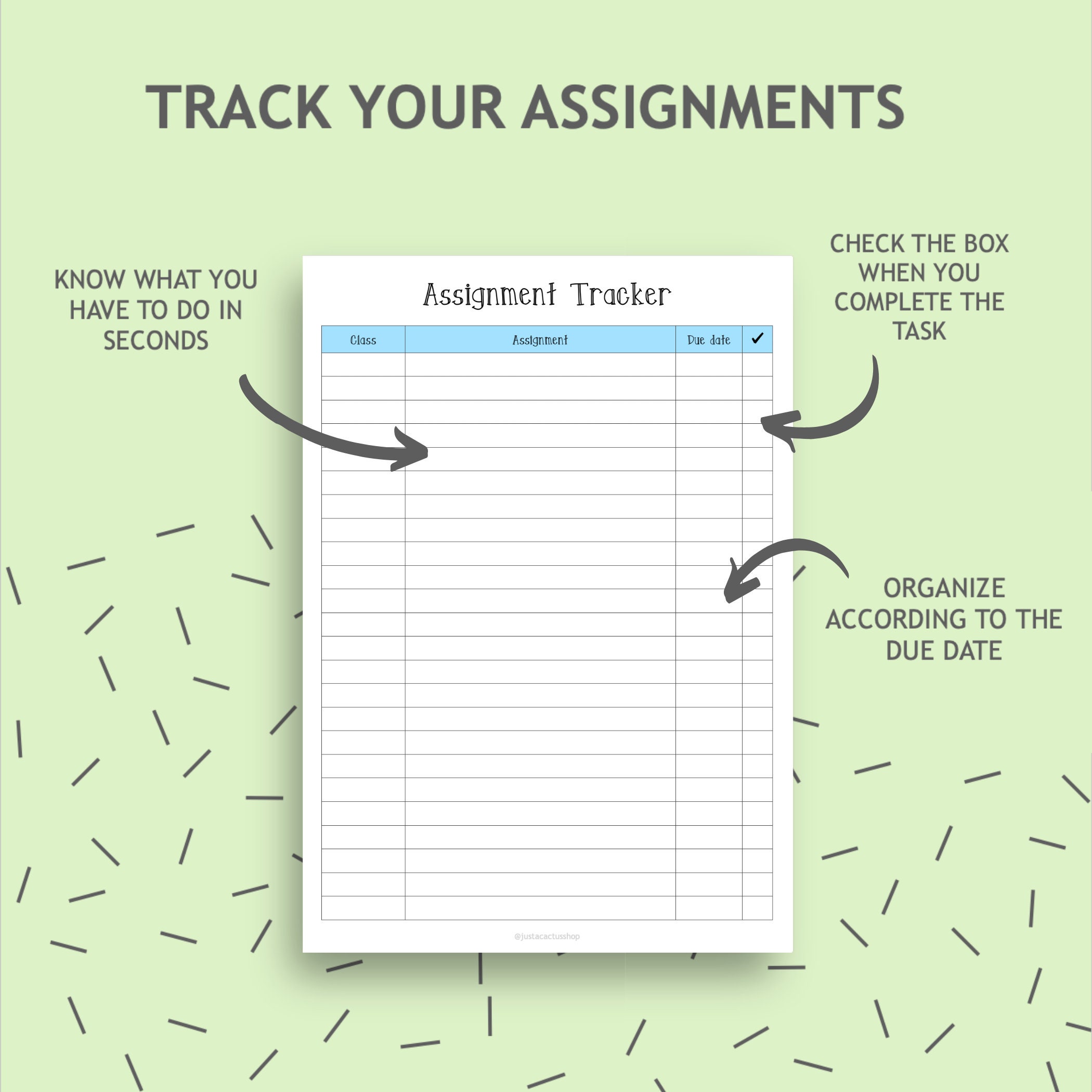 Printable Assignment Tracker for Student Homework Organization ...