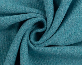 Cuff fabric fine knit HEIKE tubular product 50/100 cm light petrol mottled (1747)