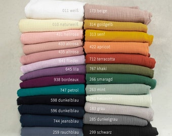 Muslin, double gauze, * UNI *, Jenke, Swafing, various colors, 135 cm wide