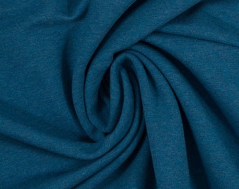 Cotton jersey stretch jersey VANESSA melange (mottled) petrol (1748) by Swafing