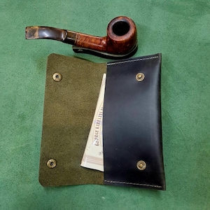 Leather Pipe Accessories Set, Leather Pipe Stand, Leather Tobacco Pouch, Pipe Smoker&#39;s Set, Personalized Christmas Gift, Handmade Pipe Bag