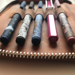 Handmade Leather 10-Slot Pen Case: Zippered Fountain Pen Holder