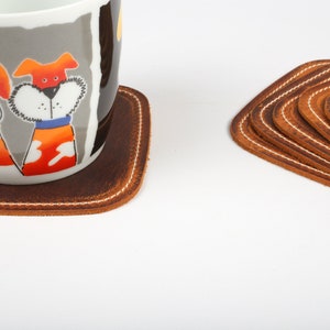 Leather Coasters Set(4), Round Leather Coasters, Rectangle Leather Coasters, Custom Leather Coasters, Personalized Home Gifts for Christmas