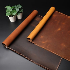 Leder Schreibtischunterlage, Leder Schreibtischunterlage, Büro Accessoires, Handgefertigte Schreibtischunterlage, Weihnachtsgeschenk, Handgefertigte Schreibtischunterlage, Tabak
