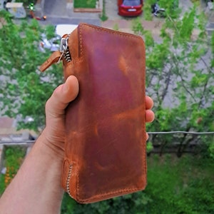 Small Leather Pipe Case, Zippered Pipe Bag, HandmadePipe Pouch, Leather case for Single Pipe, Tobacco Bag, Personalized Christmas Gift