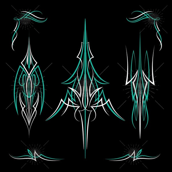 Grüne Pinstriping svg, Motorrad und Auto Nadelstreifen, Kunst Old School Design SVG EPS PNG