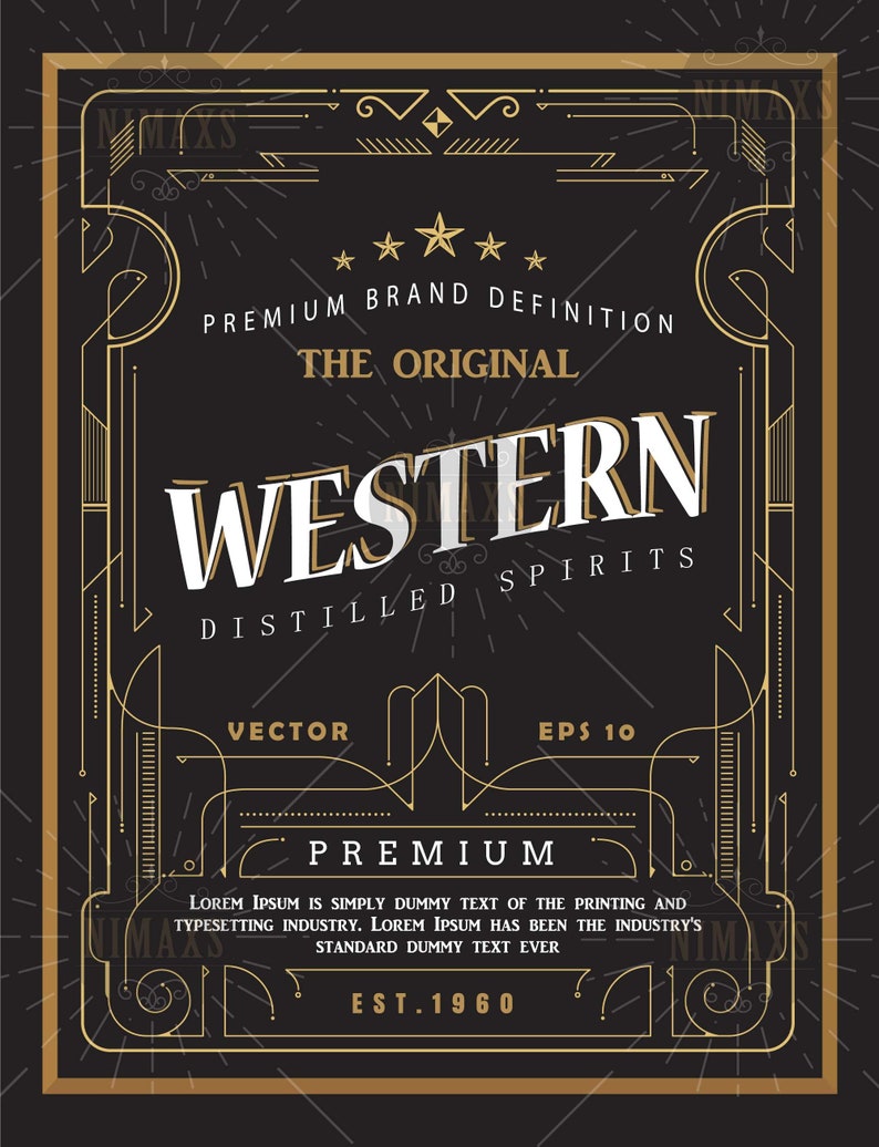 Vintage Art Deco Label Design Antique Frame Border Retro Etsy