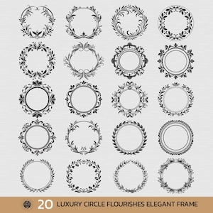 Set of Luxury Circle Flourishes Elegant Frame SVG, PNG File