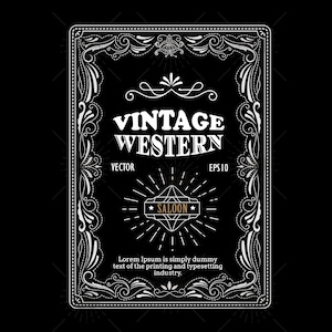 Vintage frame border western label retro engraving SVG EPS PNG