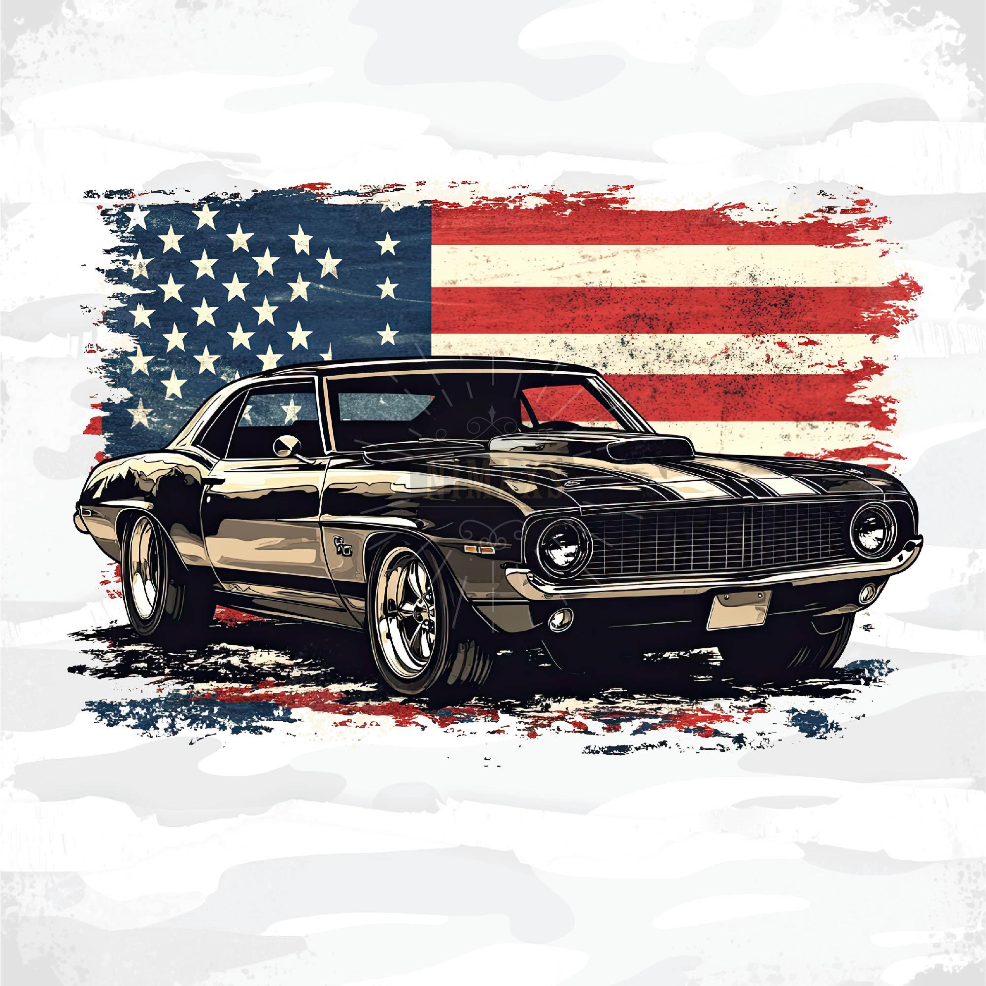 Vintage Camaro SS PNG: Retro American Muscle Car Design (digital 