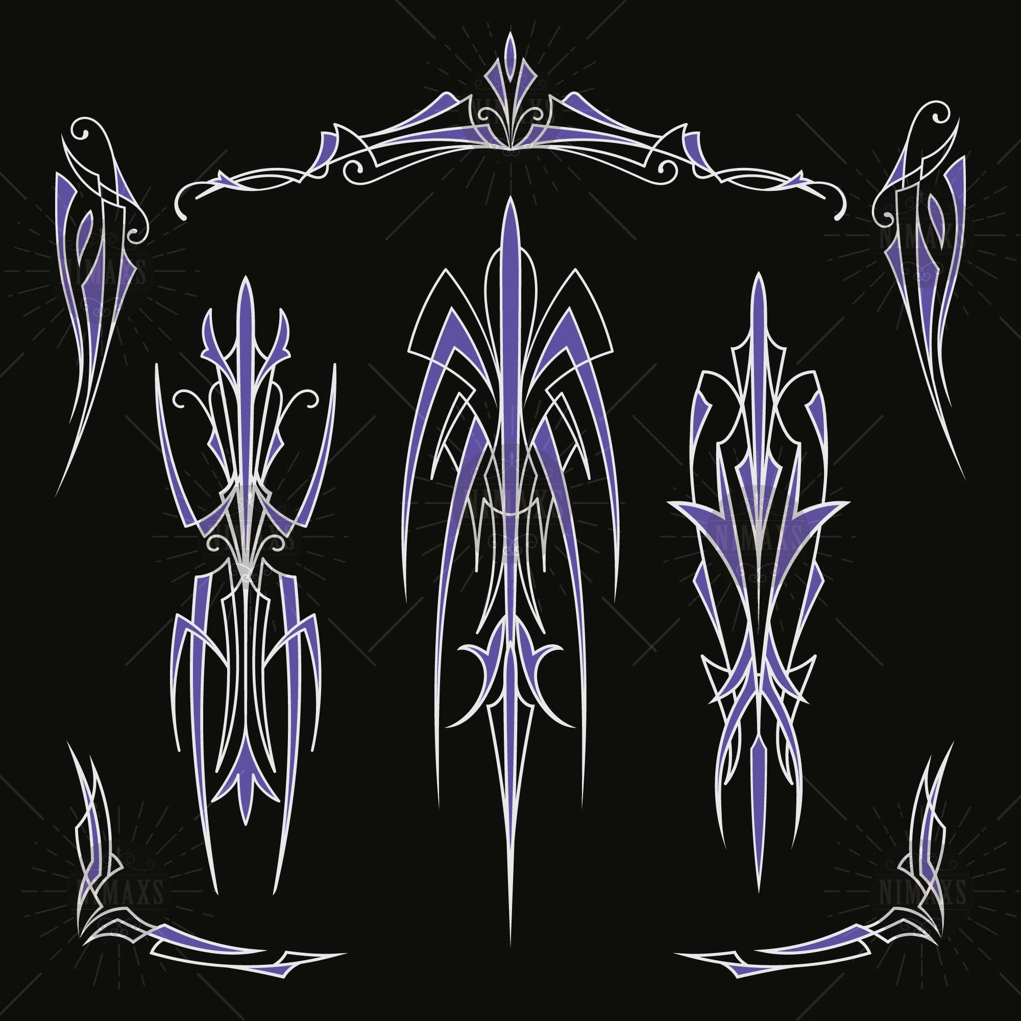 Set Purple Tribal Pinstriping Svg Pinstriping (Download Now) - Etsy