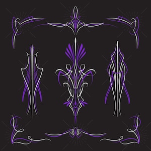 Pinstriping Purple and White svg for Pinstriping vinyl decals Motorcycle and car pinstripe, vintage hand drawn art SVG EPS PNG