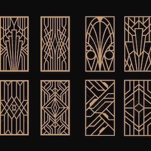 アールデコ調レーザーカットパネル ヴィンテージ幾何学模様デザイン SVG、PNG、DXF、Eps デジタルダウンロード
