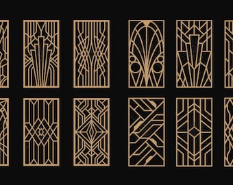 Art Deco Laser Cut Panel Vintage Geometric Designs SVG, PNG, DXF, Eps Digital Download