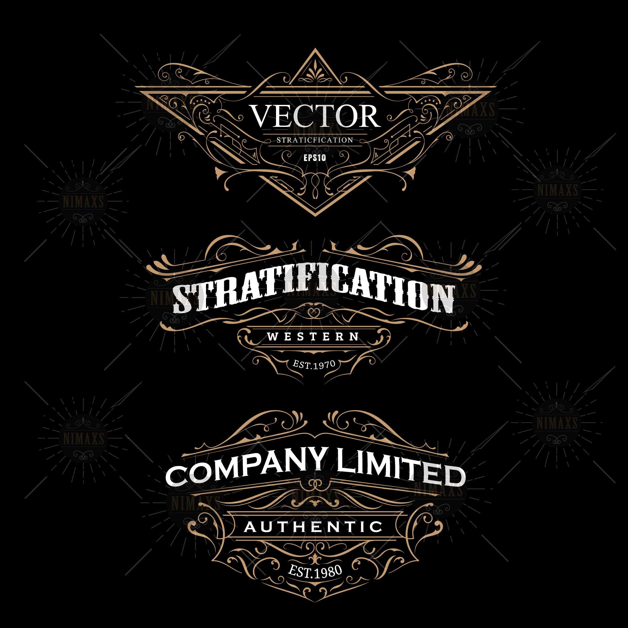 Set of vintage frame whiskey label retro border SVG, PNG, EPS