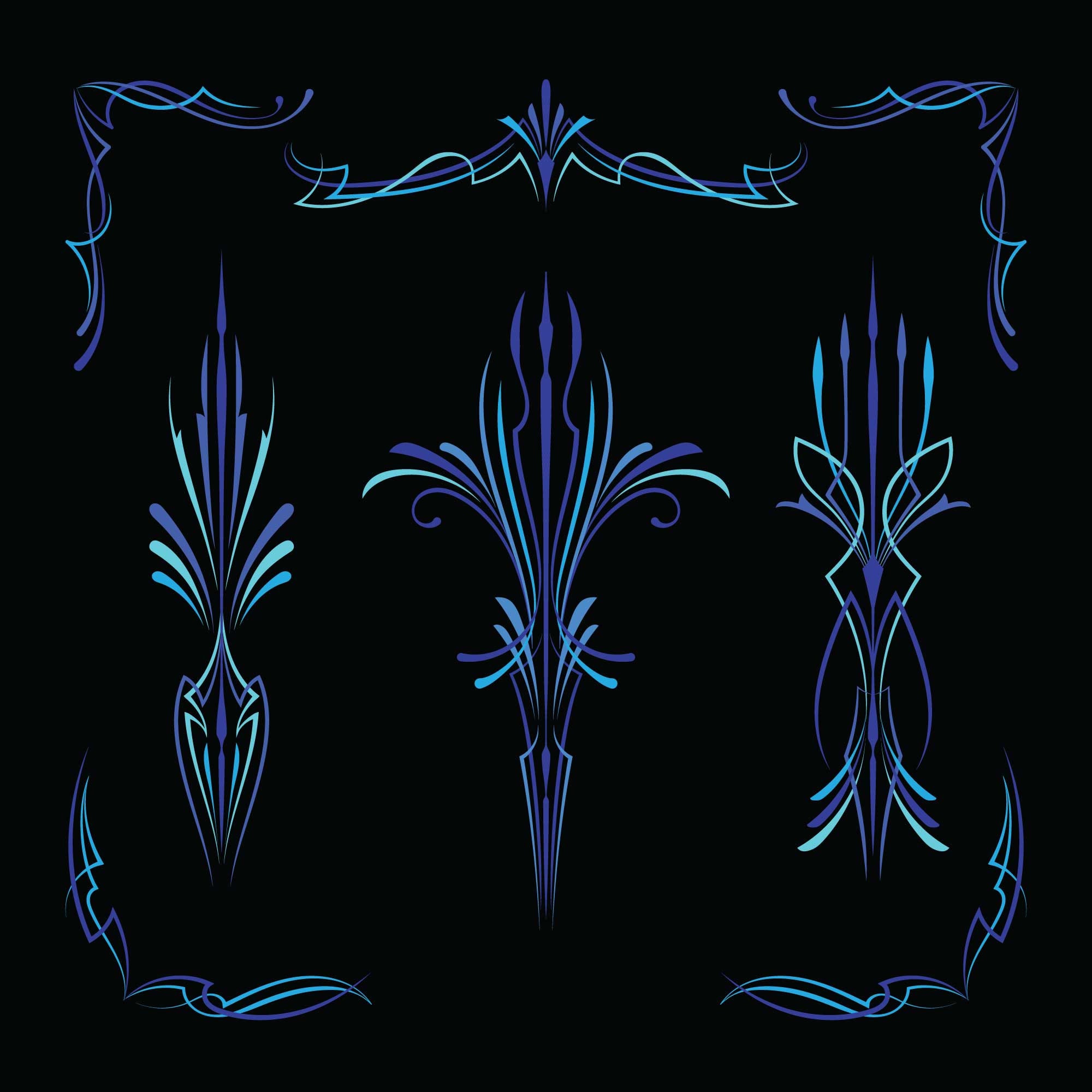 Set of blue Pinstriping svg for Pinstriping vinyl decals Etsy