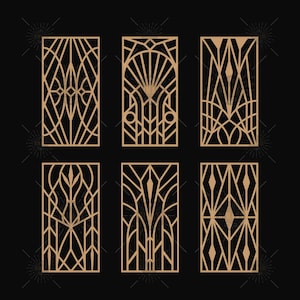 Vintage Art Deco Geometric Laser Cut Panel Designs SVG, PNG, DXF, Eps Digital Download