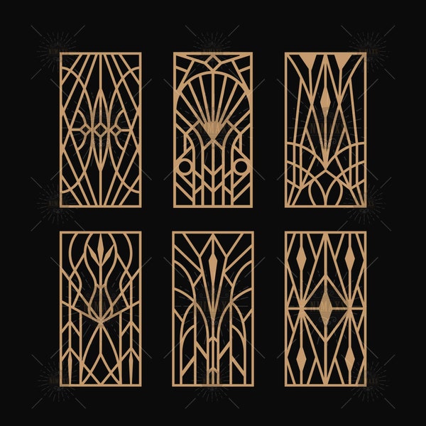 Vintage Art Deco Geometric Laser Cut Panel Designs SVG, PNG, DXF, Eps Digital Download