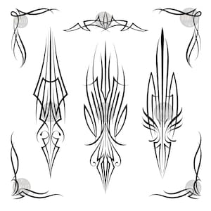 Black Pinstriping SVG Set: Vintage Hand Drawn Art (Digital File)