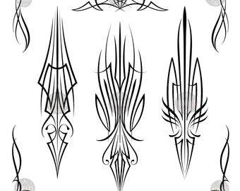 Black Pinstriping SVG Set: Vintage Hand Drawn Art (Digital File)